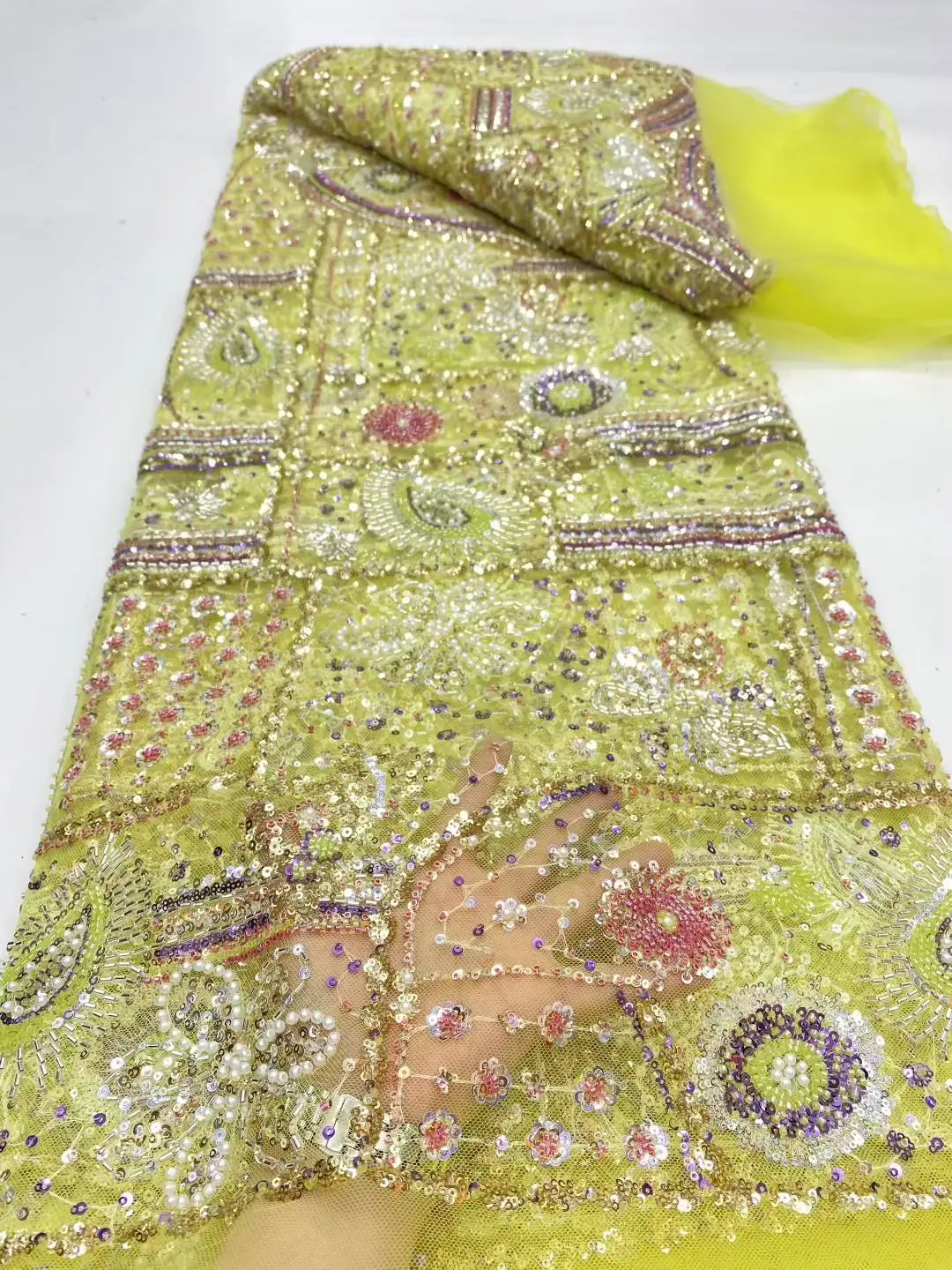 아프리카 나이지리아 비즈 프랑스 메쉬 레이스 스팽글 고품질 2025 자수 레이스 스팽글 레이스 웨딩 드레스 여성용