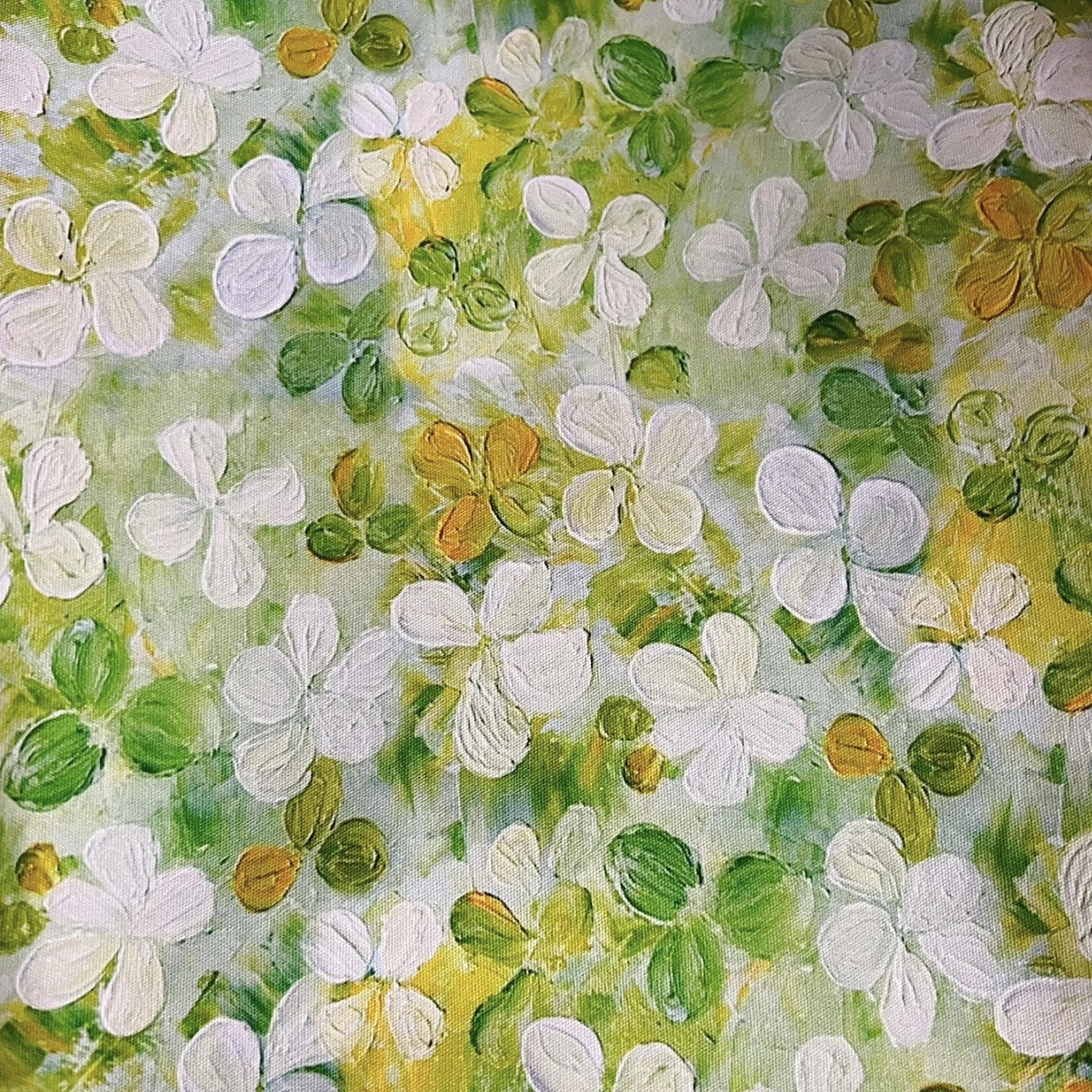 Oil Painting Four-leaf Clover 100% Cotton 60S Original Design Fabric Digital Printing for Sewing Cloth Dresses Skirt Kids Design