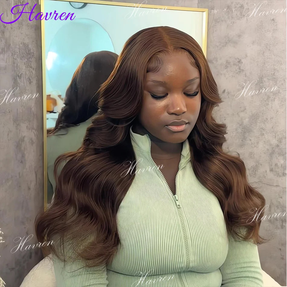 

Brazilian 13X4 Body Wave Human Hair 13X6 Chocolate Brown Lace Front Preplucked Wigs 30 36Inch Lace Frontal Colored Wig For Women