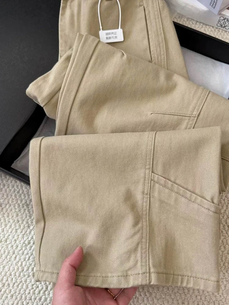 

American Retro Khaki Men's Jeans Loose Wide Leg Casual Trousers Autumn 2026 New Design Sense Splicing Casual Pants