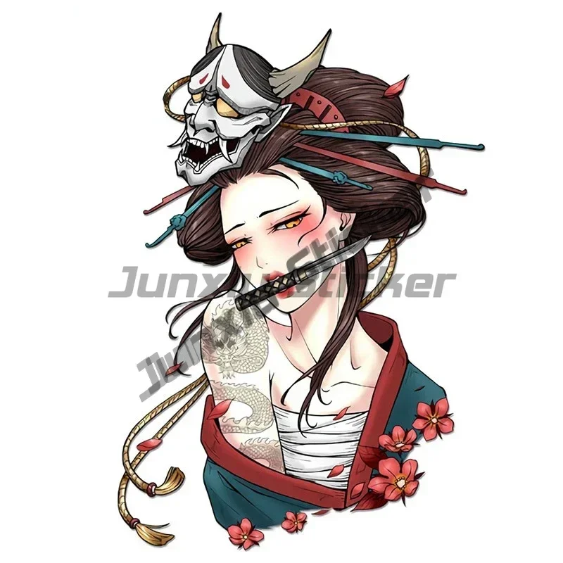 Creative Samurai Stickers for Japanese Female Samurai Car Stickers Vinyl Waterproof Funny Decal Motorcycle Trunk Camper Decals