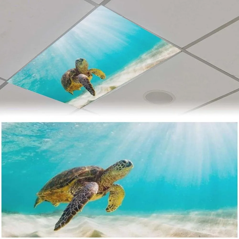 122*61cm Lampshade Anti-glare with 10 Magnetic Buckles Fluorescent Light Covers Forest Sky Magnetic Light Filters Hospital