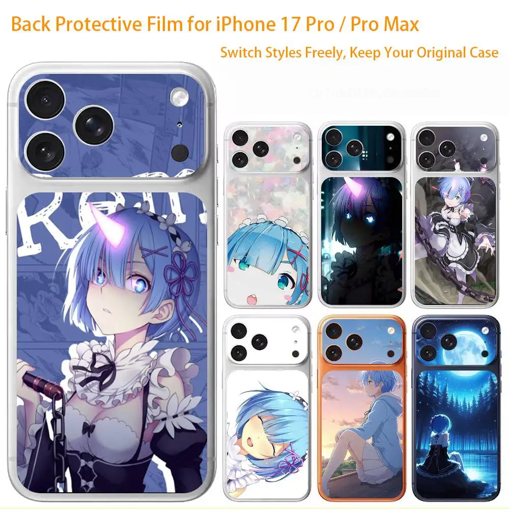 

Rem R-Re Anime Z-Zero Premium Skin Wrap for iPhone 17 Pro/Max, Back Frame Camera Protective Decal (Not Case)