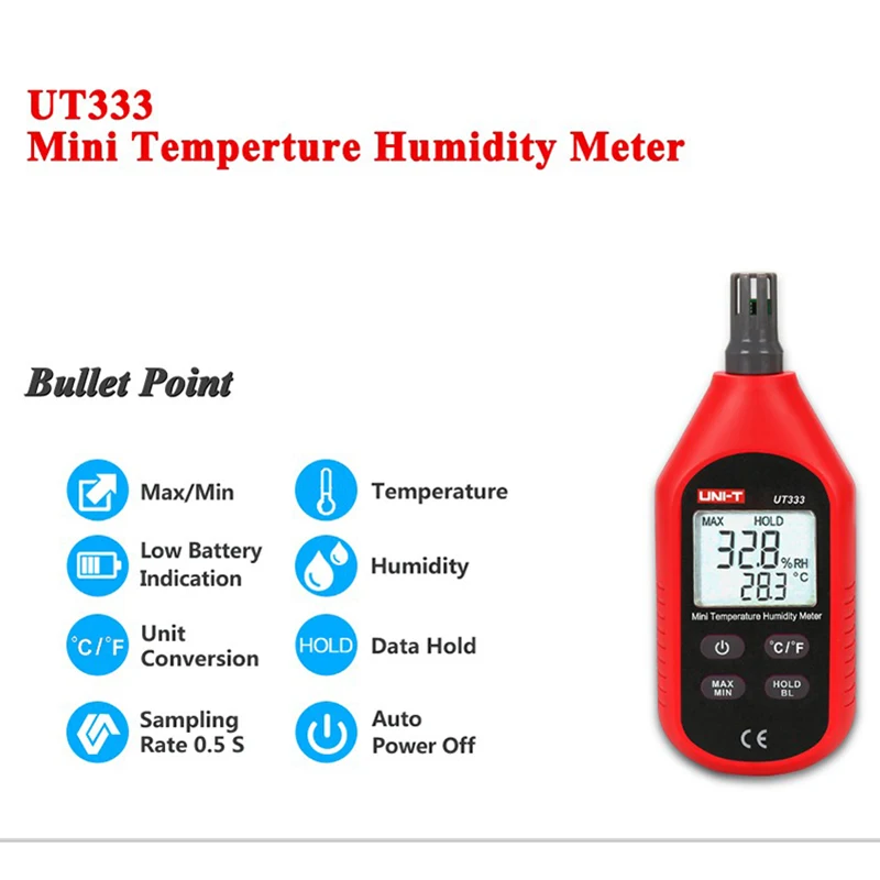 UNI-T UT333BT Bluetooth Mini LCD cyfrowy termometr miernika wilgotności powietrza miernik higrometrowy Tester UT333 Upgrade — zdjęcie 4