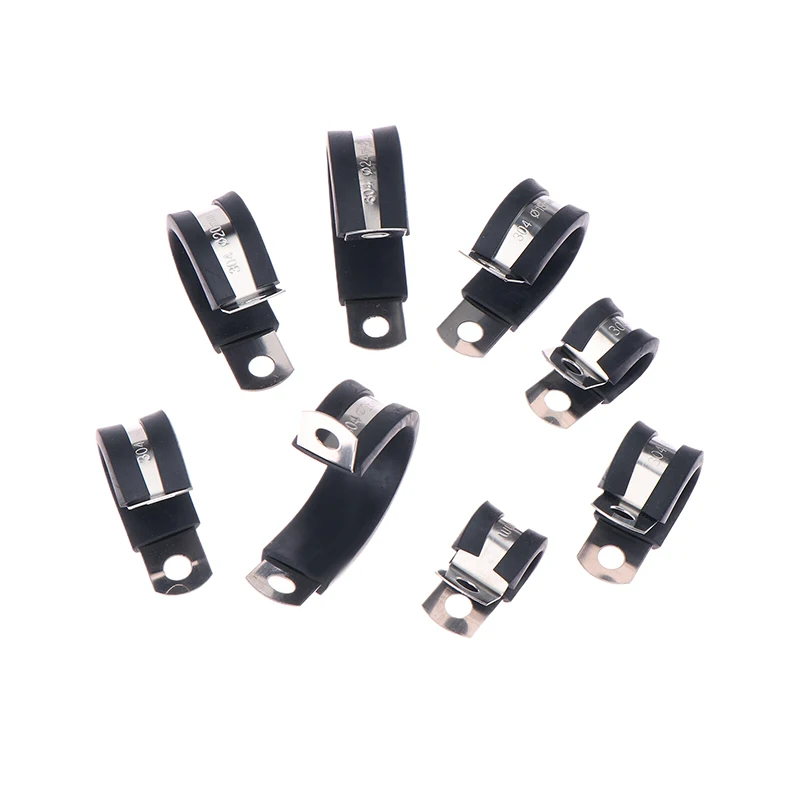 5Pcs High Quality Hose Clamp Fixed Clamp Pipe Bracket Rubber Lined P Clips R-type Pipe Clamp Cable Mounting Hose Pipe Clamp