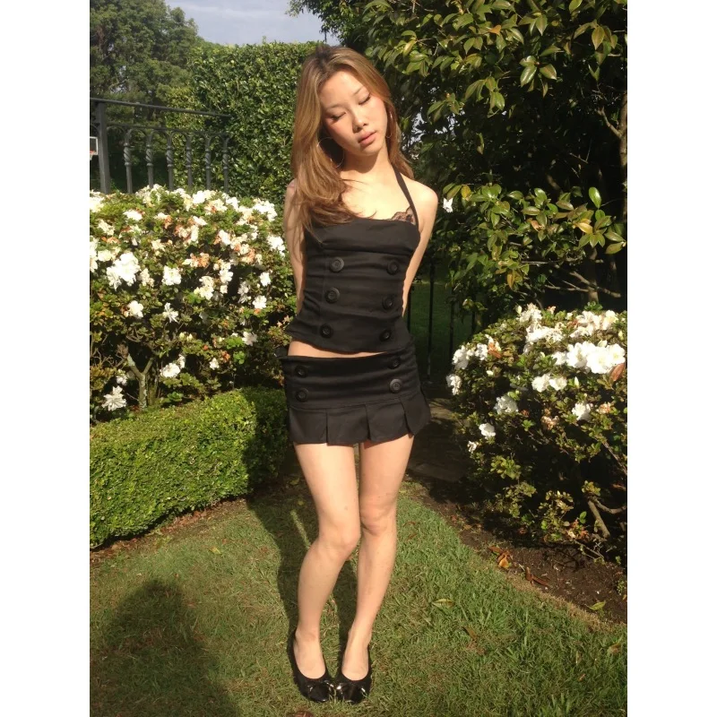 Y2K slim fit stand up collar camisole sleeveless vest jacket temperament ins style spicy girl top female