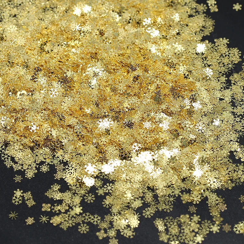 PrettyG Wholesale Christmas White Gold Mixes Snowflakes Sequin Decoration for Resin DIY Art Craft Nail Arts Makeup Decoration