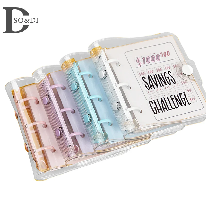 criativo poupanca desafio binder com envelope pvc duravel caderno de folhas soltas presente para poupar dinheiro us 1000 01