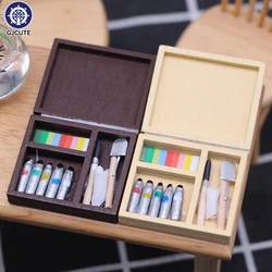 1set Dollhouse Mini Simulation Painting Paint Box Shooting Scene Props Miniature Tabletop Decoration Doll House Accessories