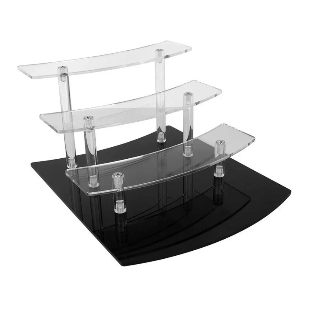4 Tier Acrylic Organizer Display Stand for Bathroom Vanity Perfumes For Collectibles with Stainless Steel Hardware