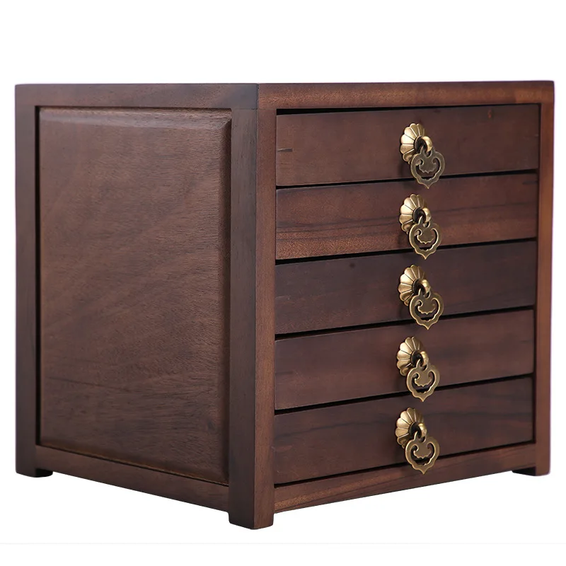 

Black walnut Pu'er tea box, walnut multi-layer storage drawer type accessories