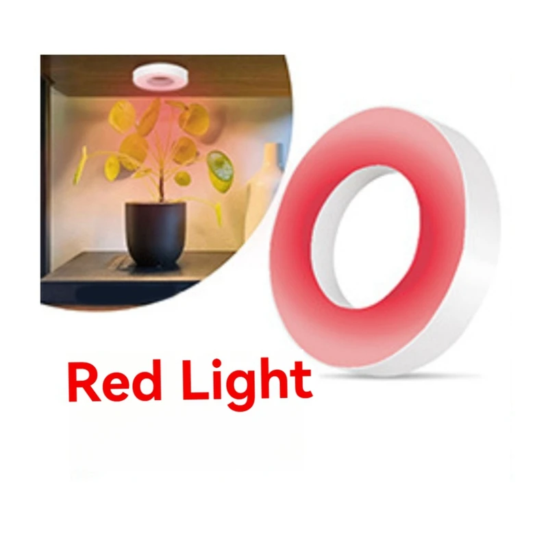 Pełne spektrum oświetlenia LED do uprawy automatyczne włączanie/wyłączanie zegar sufitowy pod szafką Halo lampa do uprawy roślin czerwone i niebieskie światło-AT64