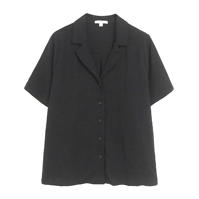 

Fashionable Color Casual Simple Summer Shirt Loose Home Sleepwear Top Women's Short Sleeve Turn-down Collar Blouse