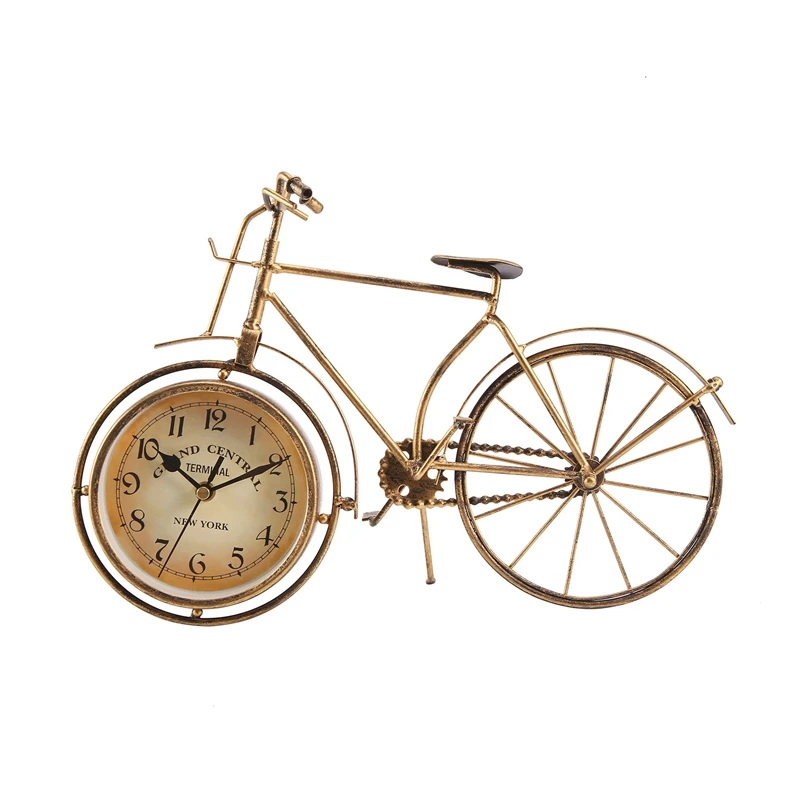 

Vintage Iron Bicycle Type Table Clock Classic Non-Ticking Silent Retro Decorative Bike Clock For Living Room Study Room Cafe Bar