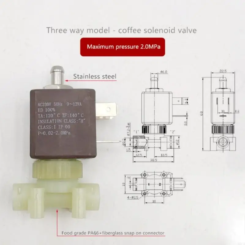 M6CB 230V صمامات الملف اللولبي الكهربائي مكون القهوة مناسب لصانعي الإسبريسو