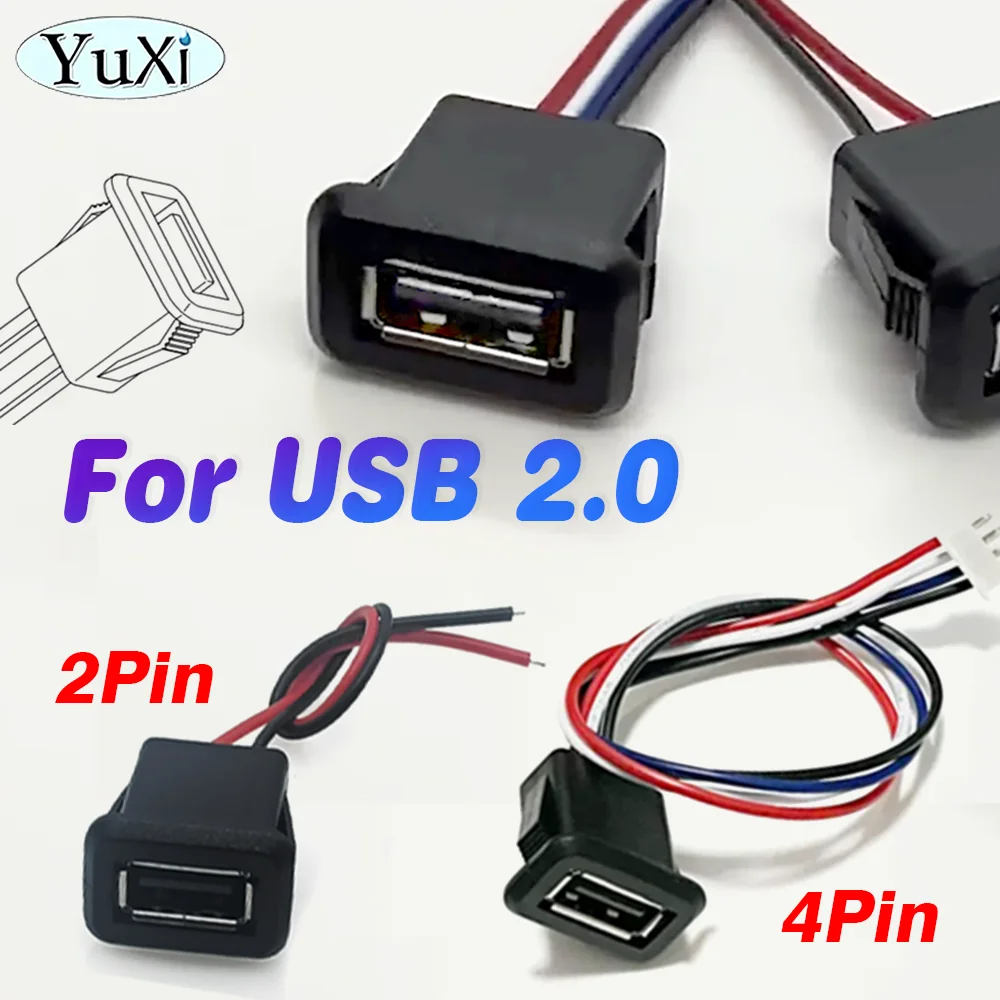 

1Pcs USB 2.0 Female Power Jack Usb2.0 2Pin 4Pin Oplaadpoort Connector Data Interface Met Kabel Usb Lader Socket Repair Part