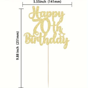 كيك توبر مع بريق و فيستيفو شارم ، بريلهانتي دورادو ، عيد ميلاد 70 ، احتفالك ، 1 قطعة أفضل 11 كعكة مبيعا 70 عاما - No11