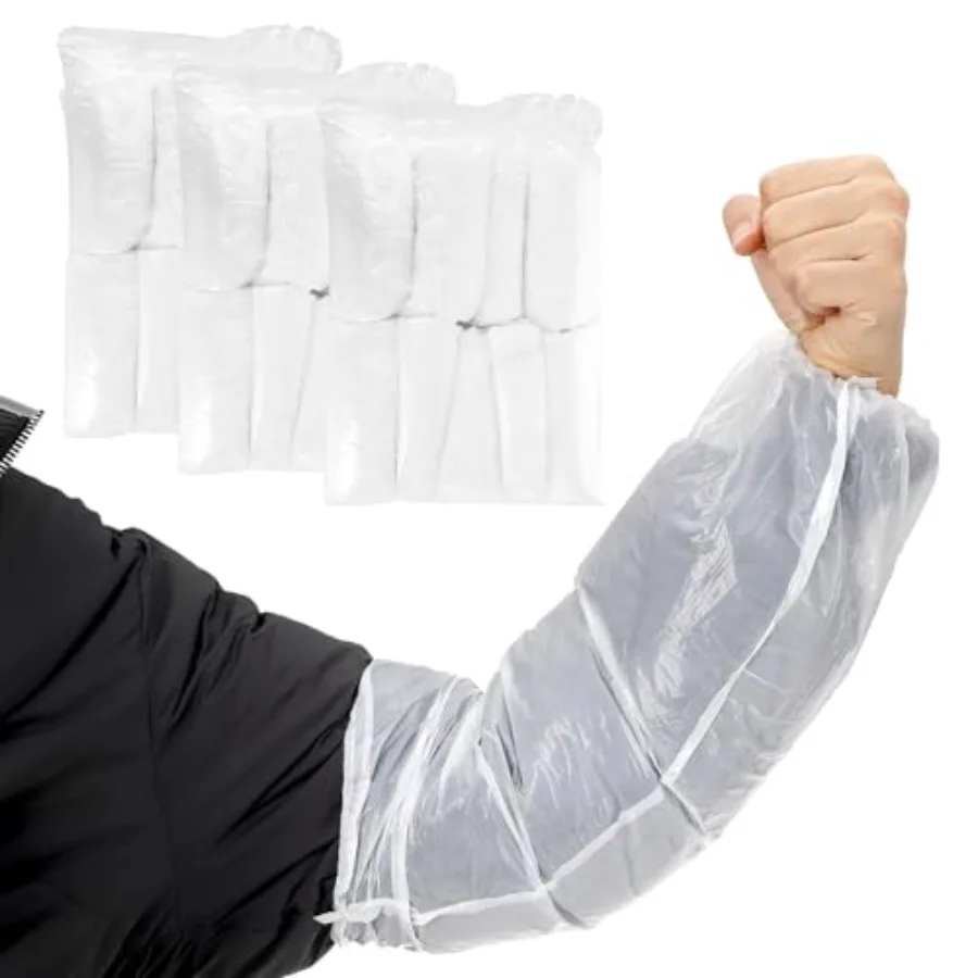 

300PCS Disposable Arm Sleeves Covers 18 Inches Plastic Waterproof and Oilproof Oversleeves for Painting Cleaning Repairing Tatt