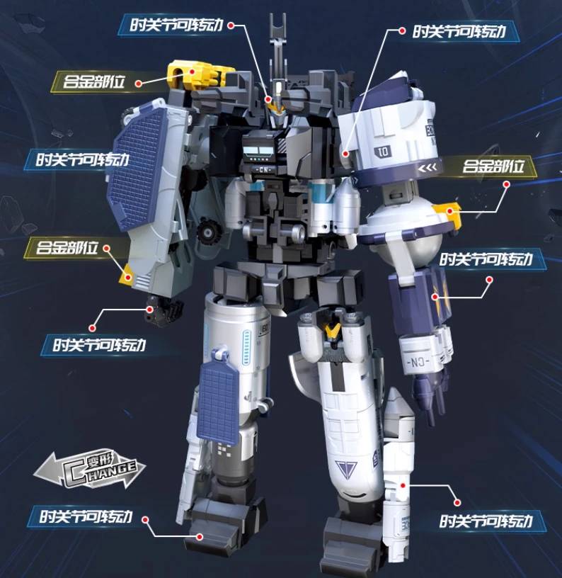 In Stock Transformation Aerospace 6 in 1 Alloy Edition Robot Hangying Phantom Armor Action Figure Model Statue Collection Toy