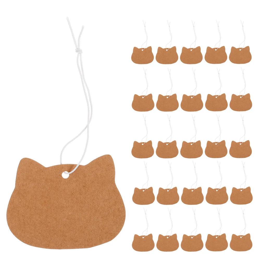 200Pcs Writable Kraft Paper Tags Elastic String Blank Labels for Clothing Jewelry Retail Craft Handmade Price Tags
