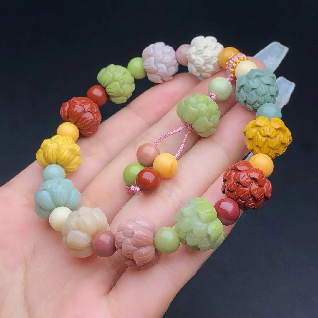 

Браслет Unit One из натуральной яшмы Алишань, драгоценный камень, кристалл, цветок лотоса, браслет из бисера для подарка