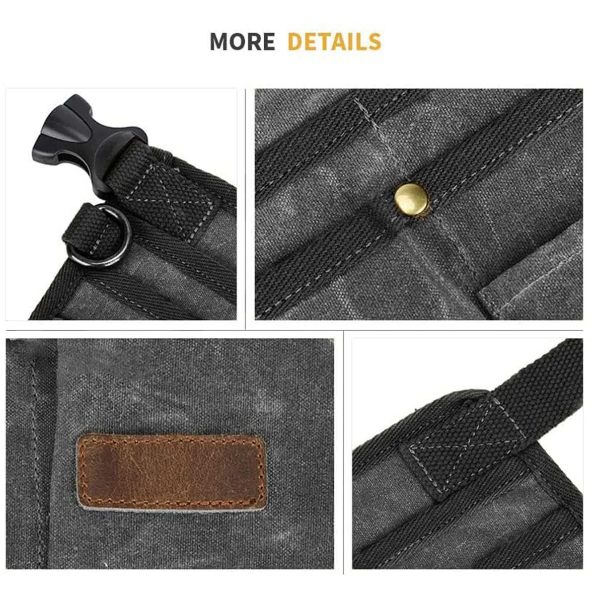 AA98 Tool Belt Pouches for Men Utility Belt Electrician Tool Bag Canvas Gardening Waist Tool Pouch with 13 Pockets Black