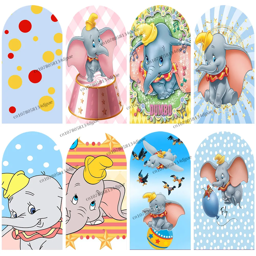 

Cartoon Dumbo Theme Backdrop Arch Girl Boy Birthday Party Background Cover Decoration Baby Shower Photo Studio Banner Decoration