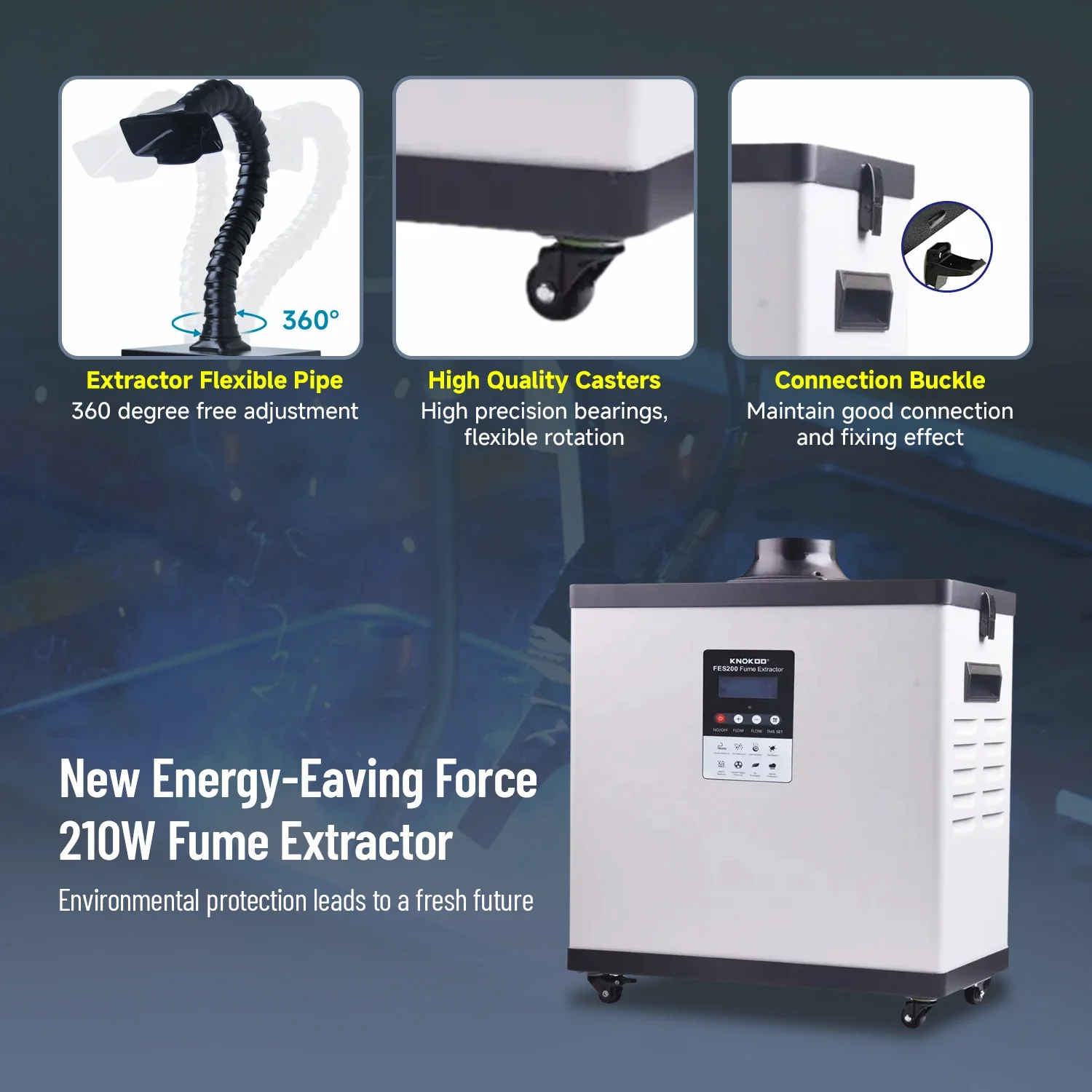 FES200 Welding Flue Gas Extractor New Condition Solder Smoke Absorber Purifier for Laser Marking Welding 3D Printing