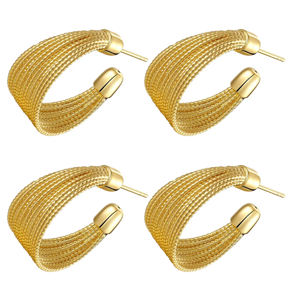 

2Pairs Round Earrings Semi-Geometric Stylish Comfortable All-Match for Women Jewelry Decorative Ear Pendants Gifts