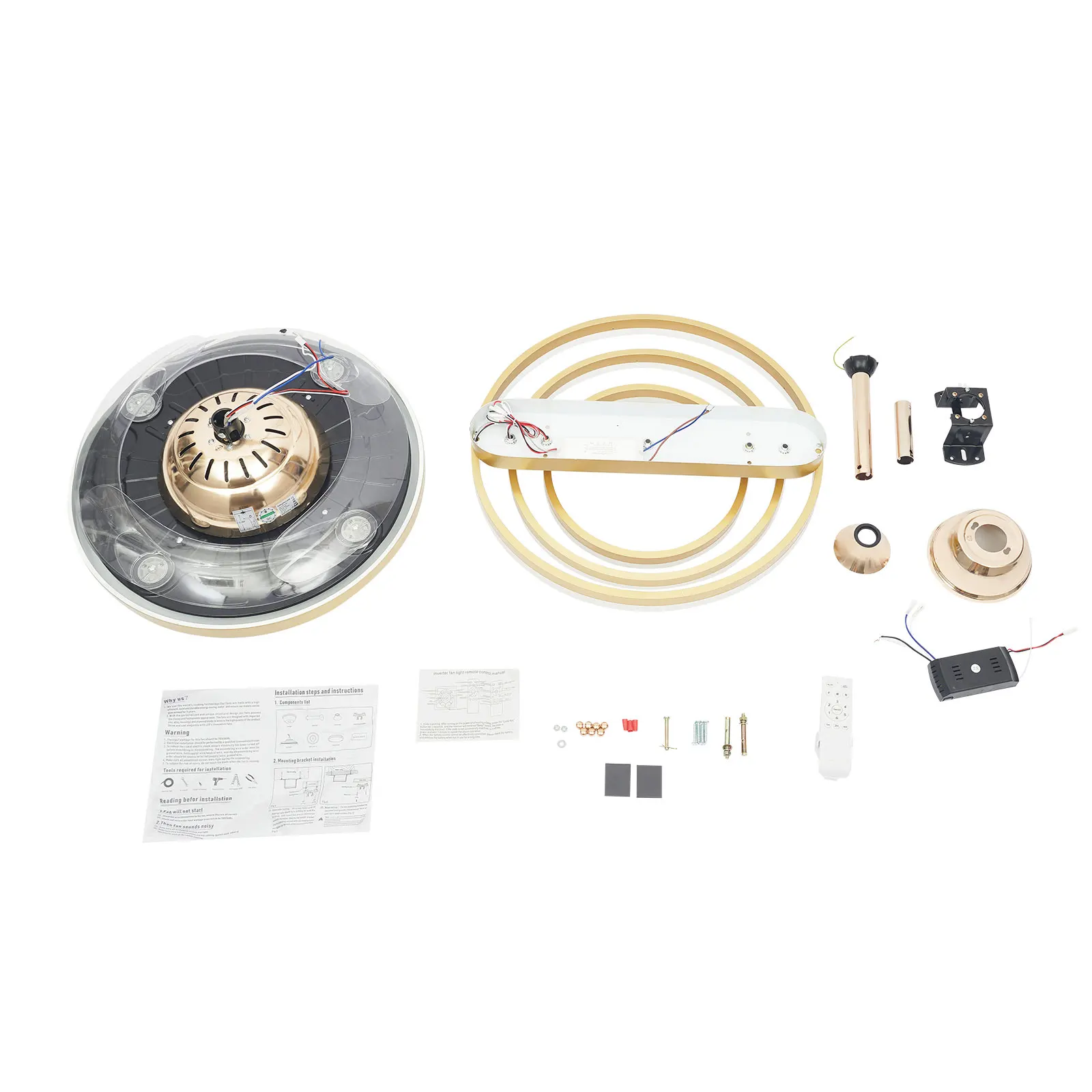 Ceiling Fan Light with Remote Control Modern Retractable Chandelier Ceiling Fan Light 6 Levels of Wind Speed for Home Office