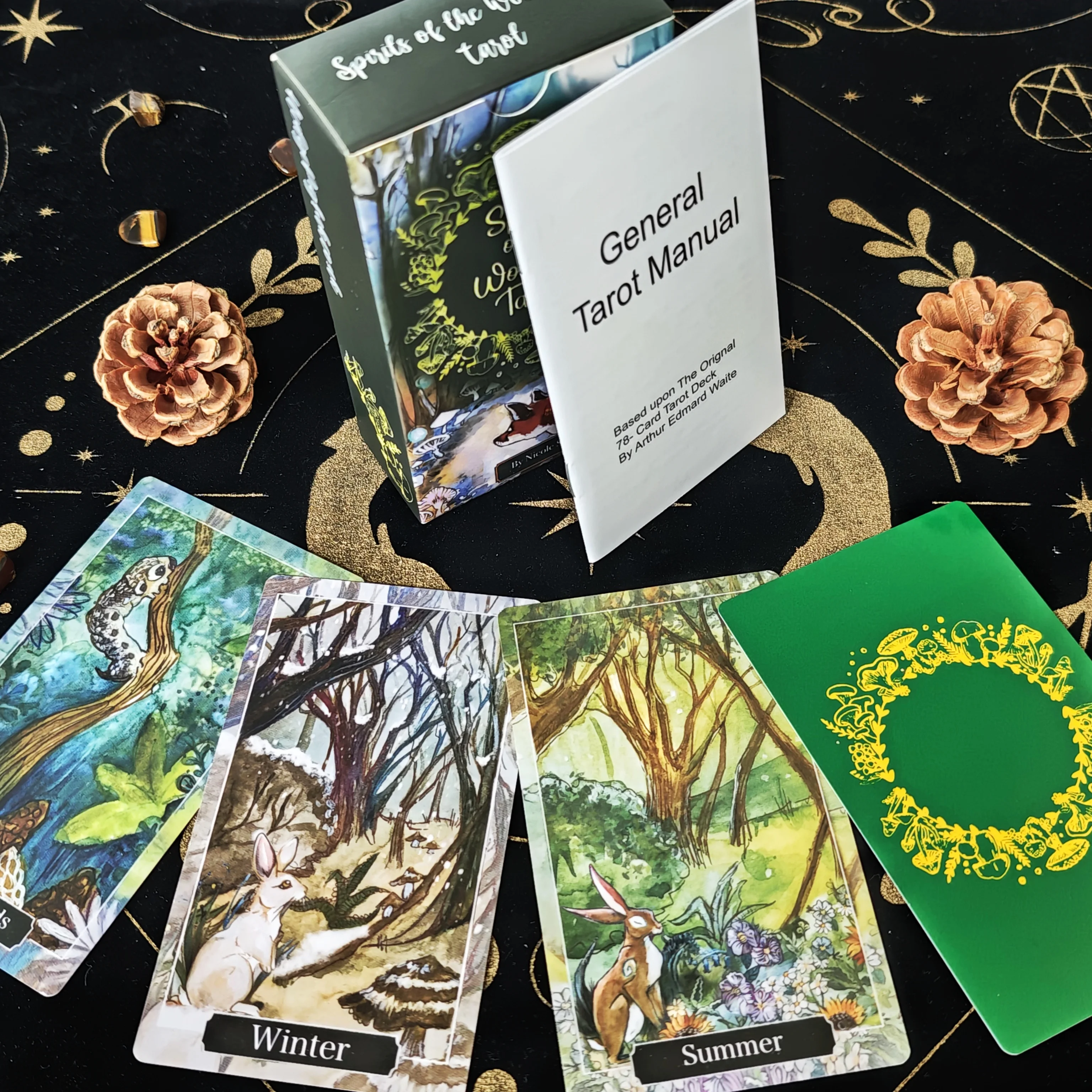 

Spirits of The Woodland Tarot Deck 12*7cm A Fully Illustrated Complete Tarot Deck 78 Pcs Cards + 6 Special Cards with Guidebook