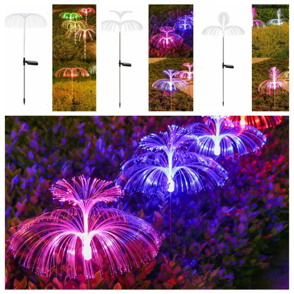 

Flowers Solar Fiber Jellyfish Lamp Colorful Floodlight Firework Flowers Light 7 Colors Waterproof Jellyfish Lights Landscape