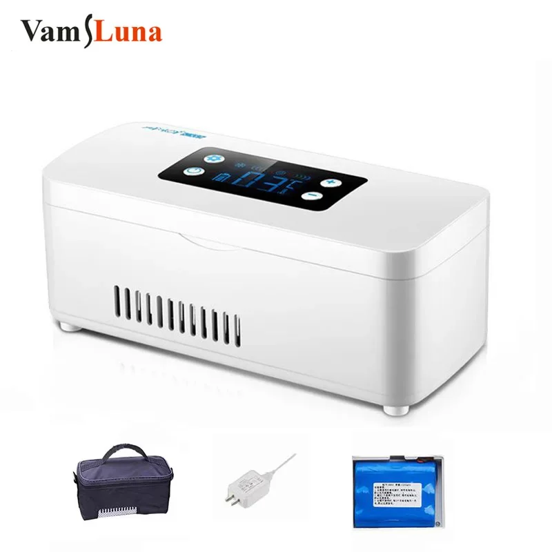 

7800 мАч инсулиновый холодильник для путешествий, портативный мини-холодильник для хранения лекарств, умный бесшумный ЖК-дисплей, большой вместительный чехол для таблеток