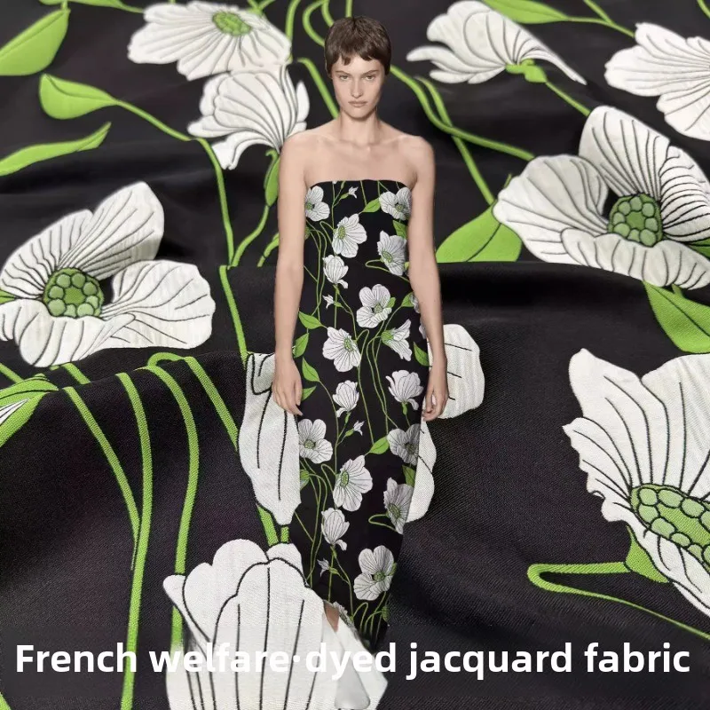 

French Elegant Jacquard Fabric Dress Performance Dress Brocade Yarn Dyed Skin Friendly Fabrics Cloth for Diy Sewing