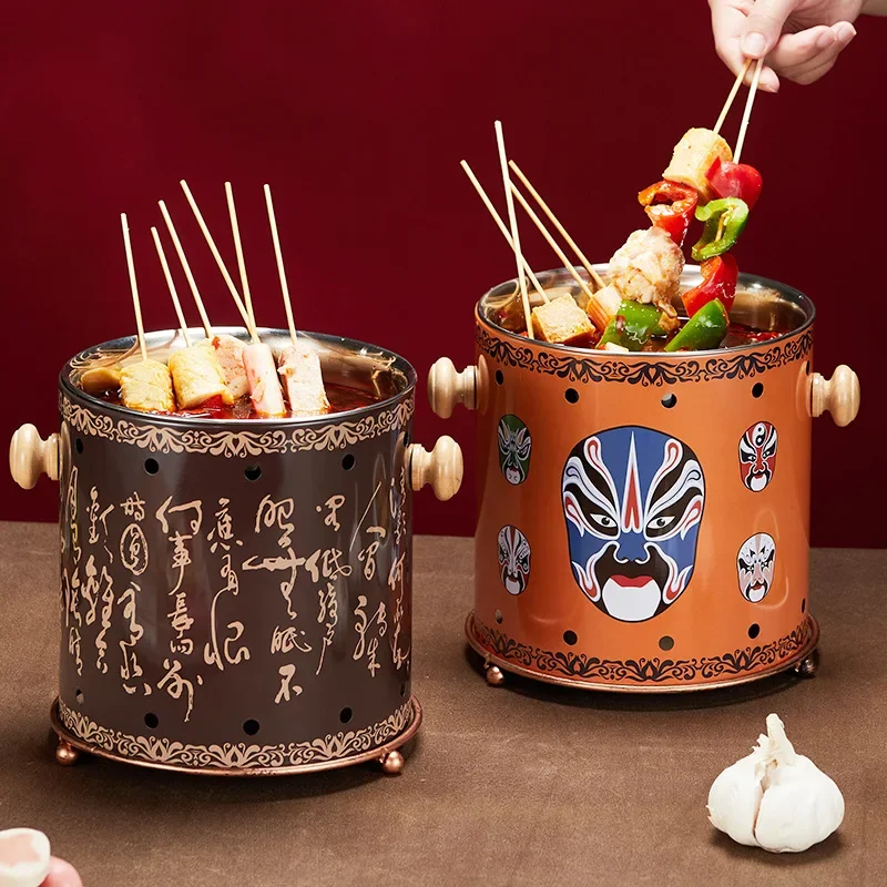 Alcohol Stove Hot Pot National Style Retro Shabu Special Internet Celebrity Skewer  Spicy Skewer Bobo Chicken Pot