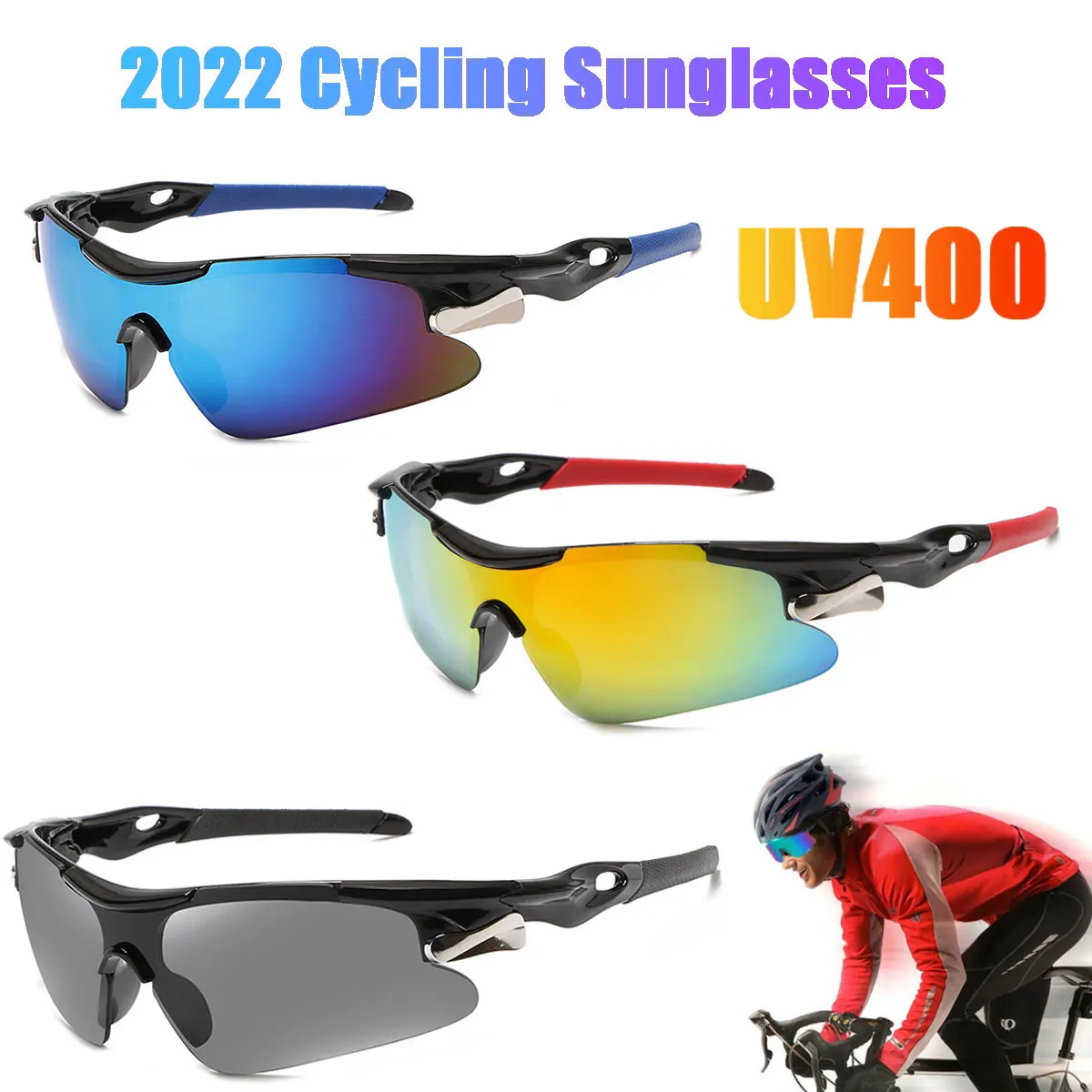 Lunettes de soleil de cyclisme en plein air pour hommes et femmes, lunettes de vélo UV400, lunettes de sport coupe-vent, nouveau, 2022