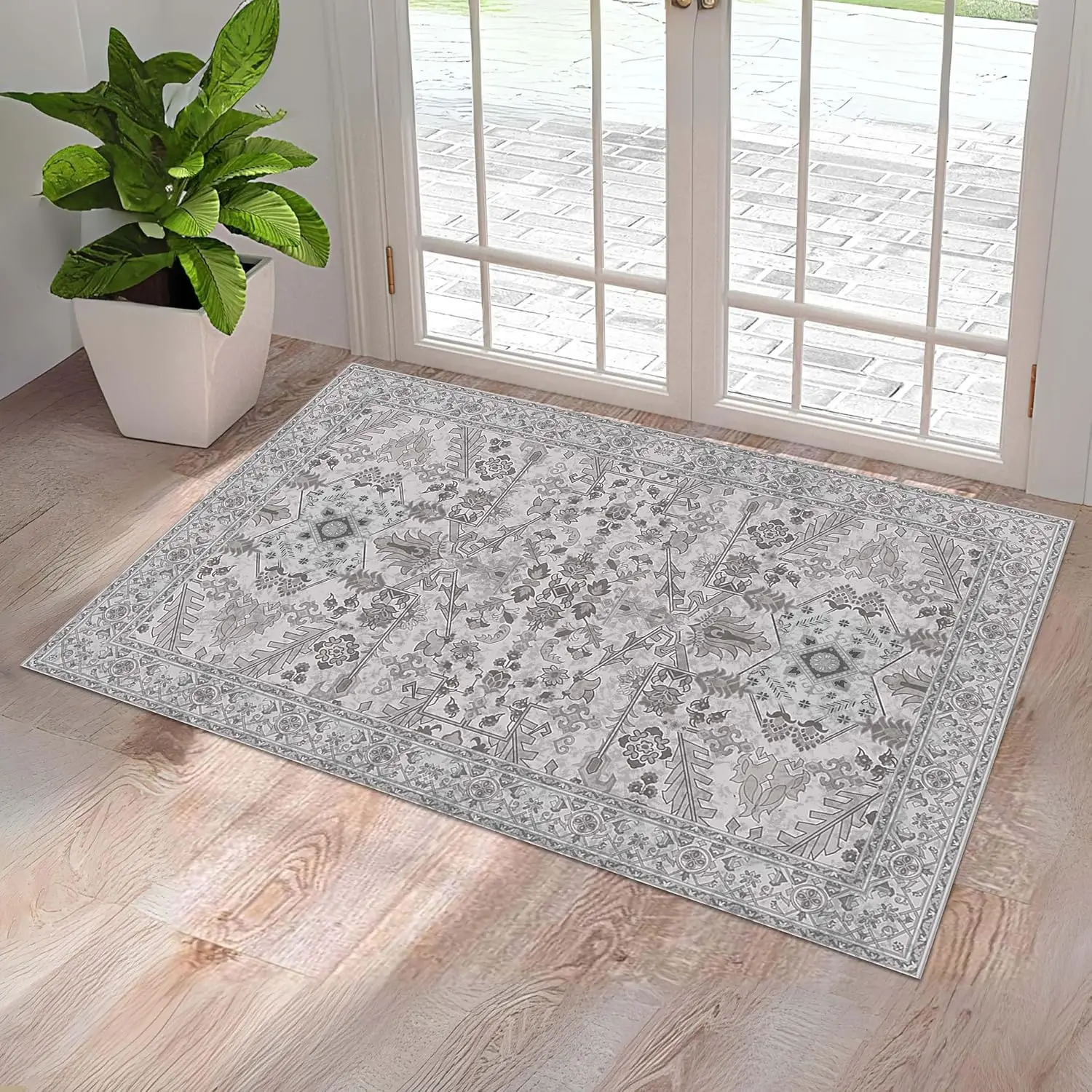 

Washable Entryway Rug 2x3 | Non Slip Rugs Runners for Hallways, Entryways, Kitchens, Bathrooms, Bedrooms | Ultra-Soft Flannel Ca
