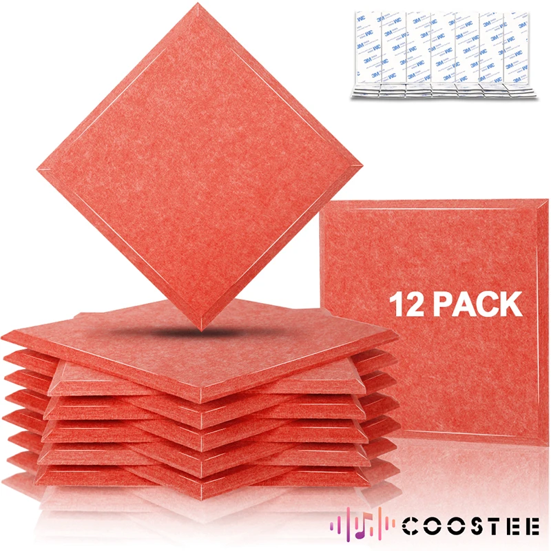 

12pcs 30*30cm Noise Insulation Acoustic Panels Ceiling Square Panel Self-Adhesive Sound Proofing Sound Isolator Home Accessories