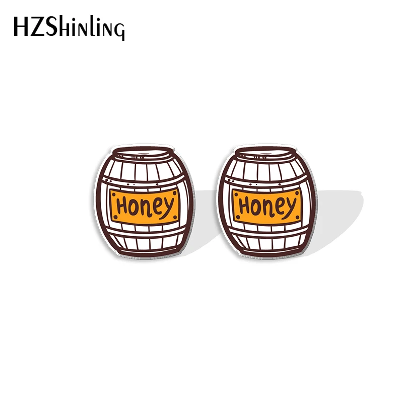 2023 New Sweet Honey Bee Stud Earring Honeycomb Acrylic Resin Earrings Epoxy Handmade Jewelry Gifts Friends