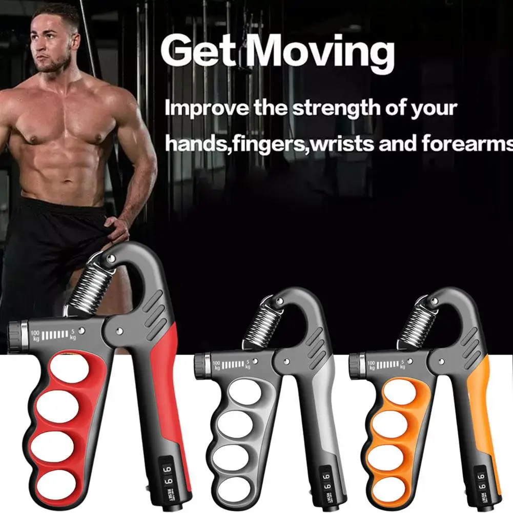 1pcs 5-100kg Fitness Grip Strength Device Adjustable Strength Spring Device Hand Training Count Fitness Electronic Device G I6k4