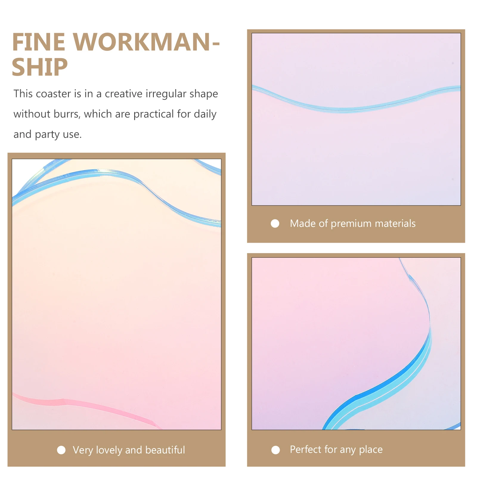 

2Pcs Irregular Acrylic Coaster Decorative Plate Cup Holder Dining Table Kitchen Home Party Drink Protection Decorative Plate