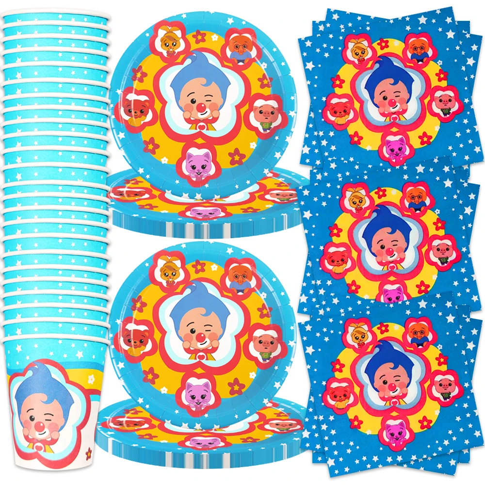 60pcs/lot Kids Boys Favors Circus Clowns Theme Cups Dishes Happy Birthday Party Plates Decorations Napkins Tableware Set