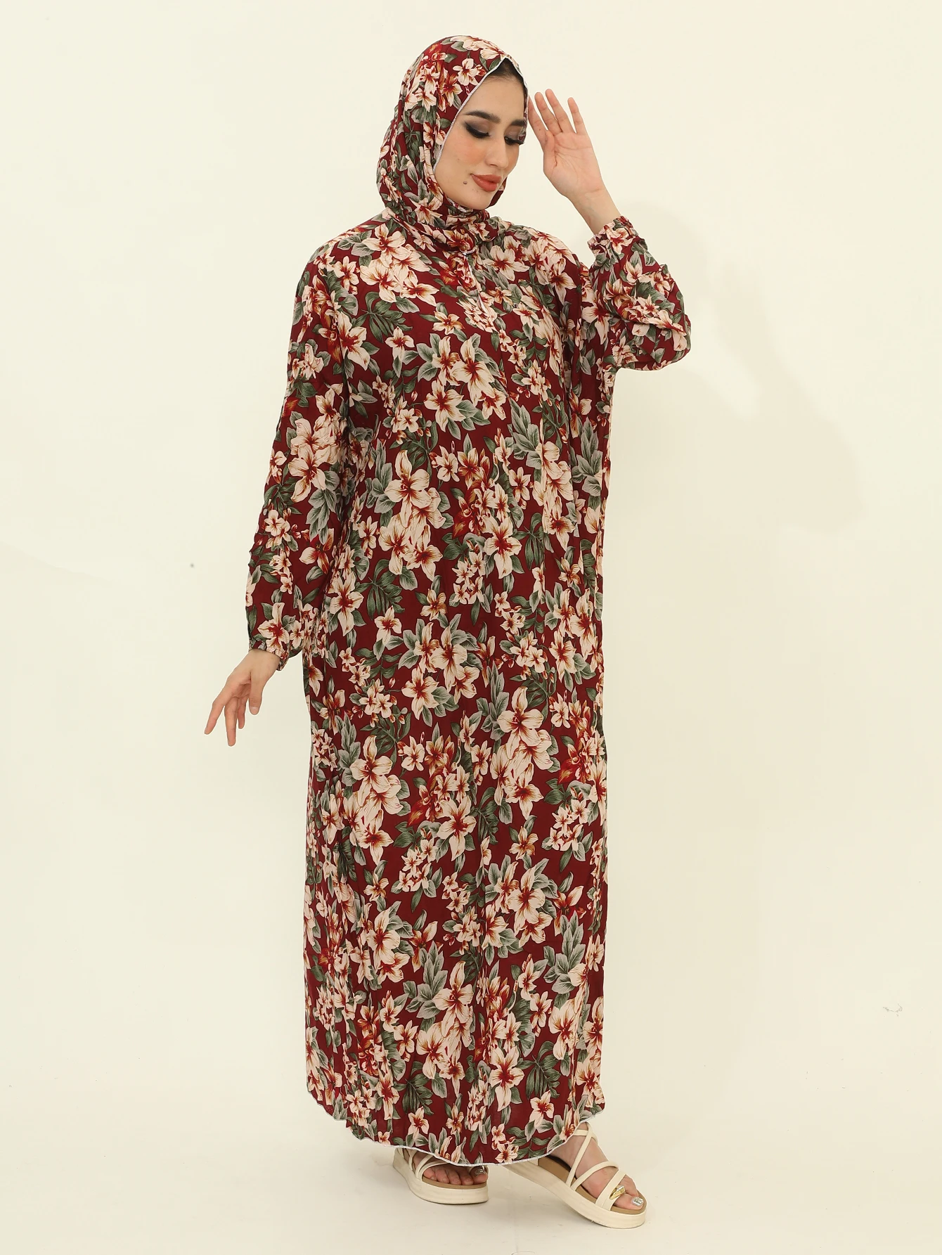 Muslim Ramadan EidTraditional Prayer Garment Womens Kaftan Turkey-African Hooded Abaya Suits Hijab Skirts Islam Tops Bottom