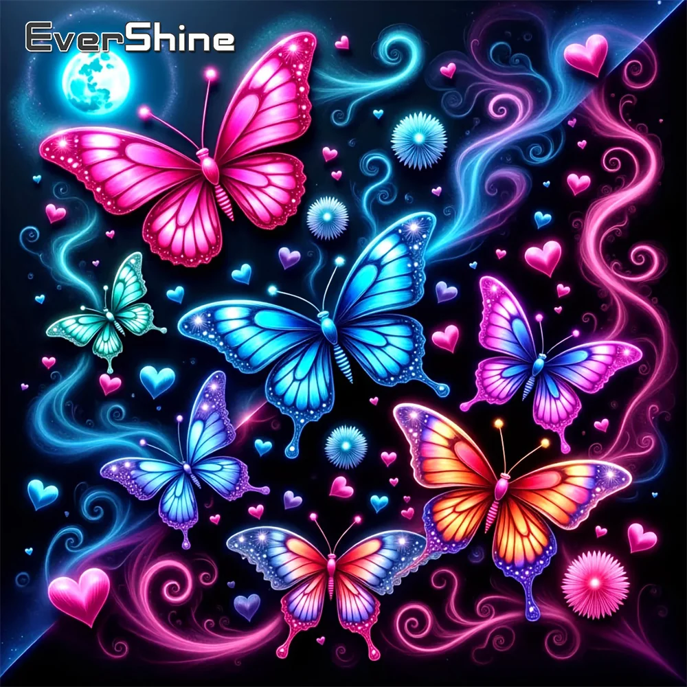 Evershine Diamant-Stickerei Schmetterling Gemälde Tier-Mosaik Liebesherz Vollquadrat-Strasssteine Heimdekoration