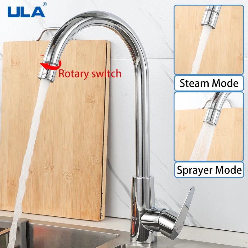 

ULA Kitchen Faucet 360 Rotate Faucet Cold Hot Water Kitchen Sink Mixer Dual Modes Nozzle Chrome Taps Crane Stainless Torneira