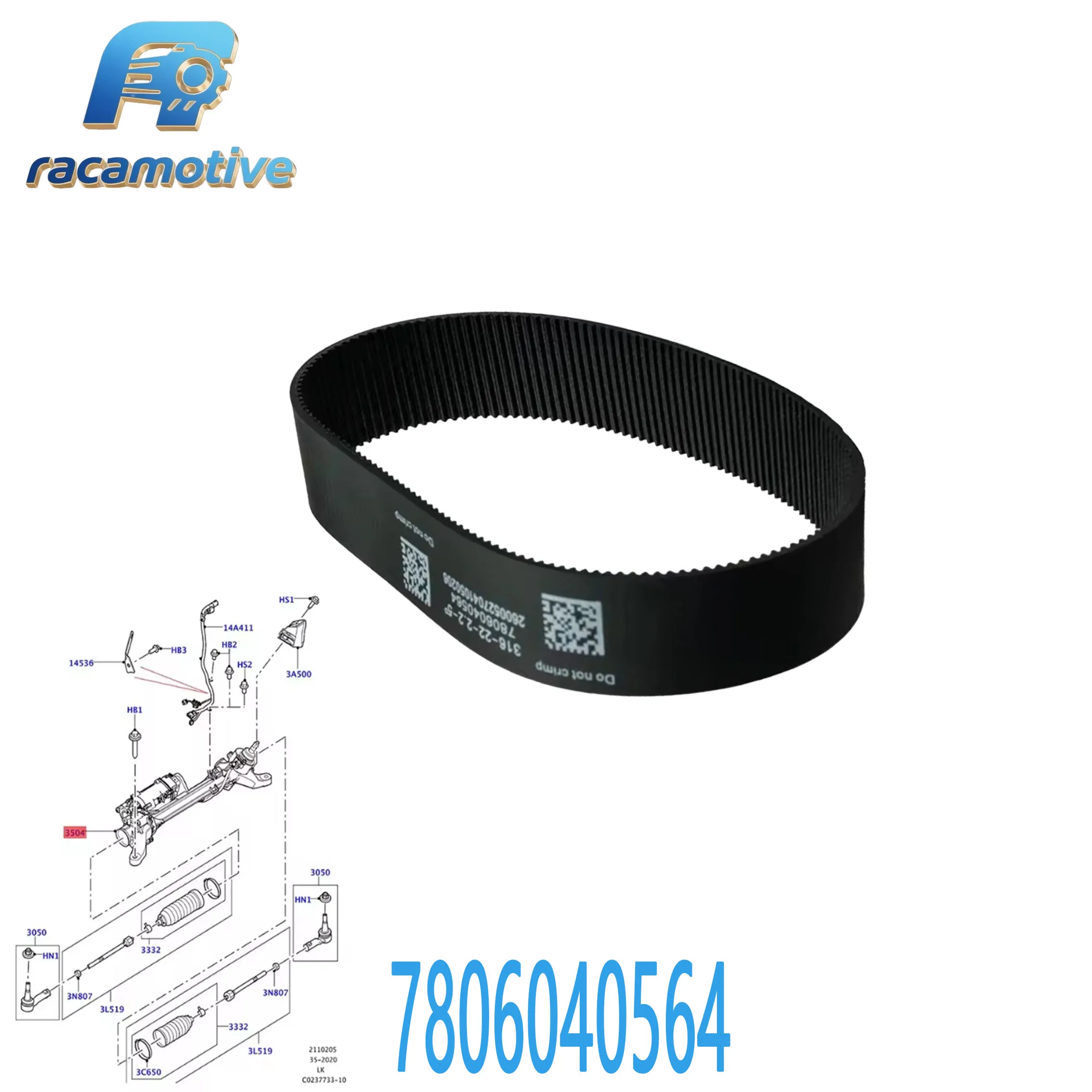 7806040564 LR088698 LR052324 테슬라 모델 S/X 2012-2016, 레인지로버 2016-2019 316-22-2.2-5에 적합 °   스티어링 랙 벨트. 썸네일 6