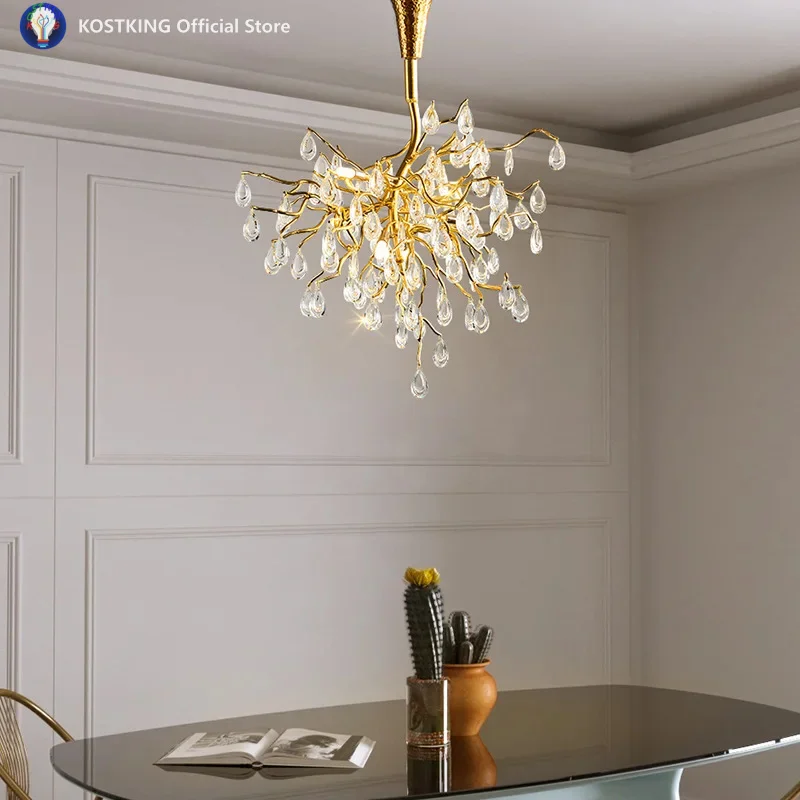 Italian light luxury crystal chandelier simple creative living room dining room lamp personality bedroom model room lamps