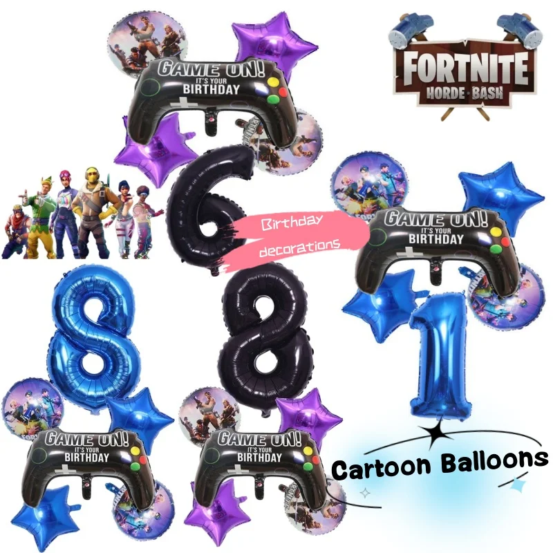 

Fortnite Battle Royale Game Theme Party Aluminum Foil Personalized Creative Balloons Birthday Party Cartoon Decorations