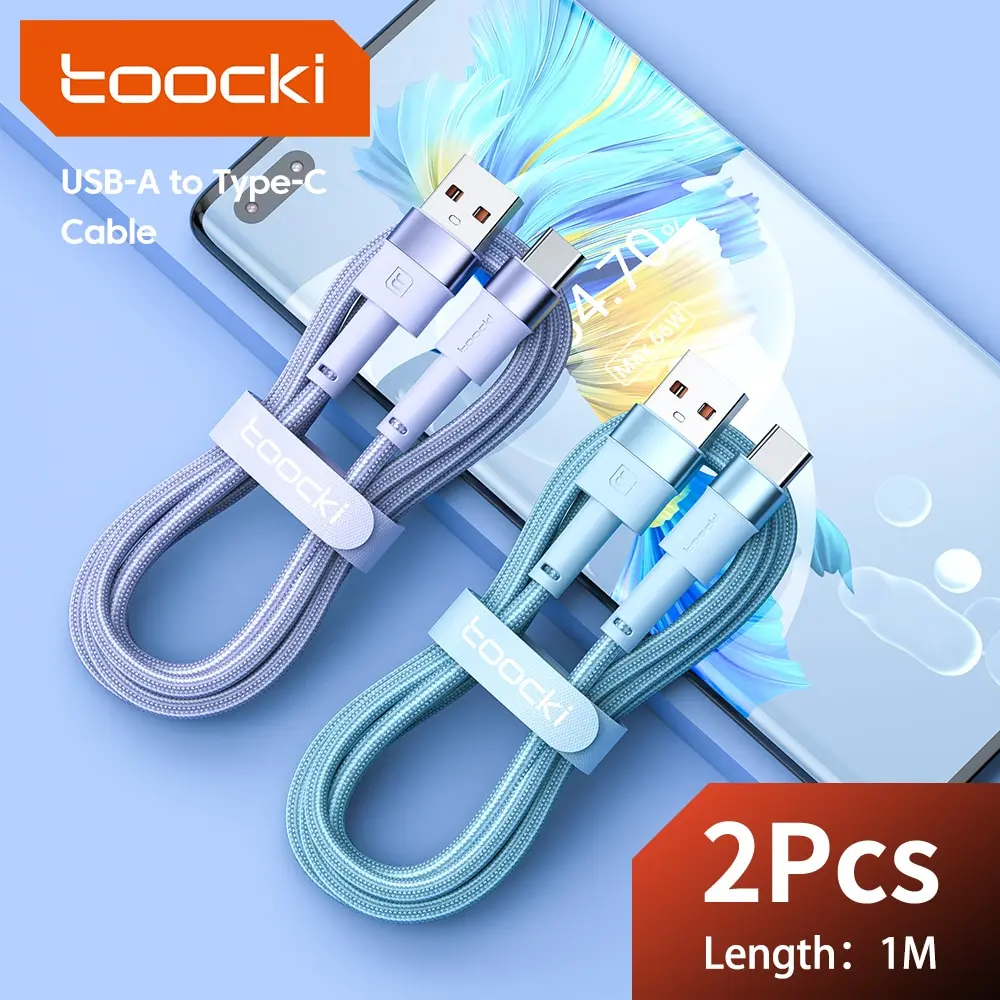 Toocki-Lot de 2 câbles USB de type C pour Xiaomi 12t Pro Realme Redmi Note 12 Pro, casque F3, charge rapide, fil de données, 3A