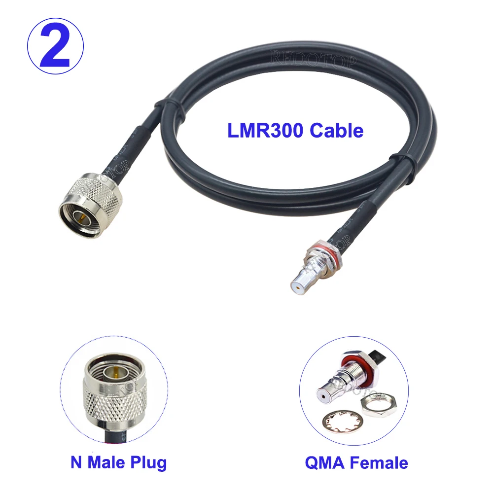 1PCS LMR-300 N Male/Female to QMA Female Connector Black LMR300 50-5 Coaxial Cable N to QMA RF Adapter Cable 50 Ohm Low Loss